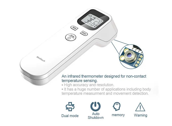 Digital Infrared Non-Contact Thermometer, Forehead Thermometer for Adults and Babies, MDT-90C